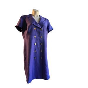 Alex Marie Purple Linen Button-Front Dress Size 18W - Short Sleeve Collared Plus